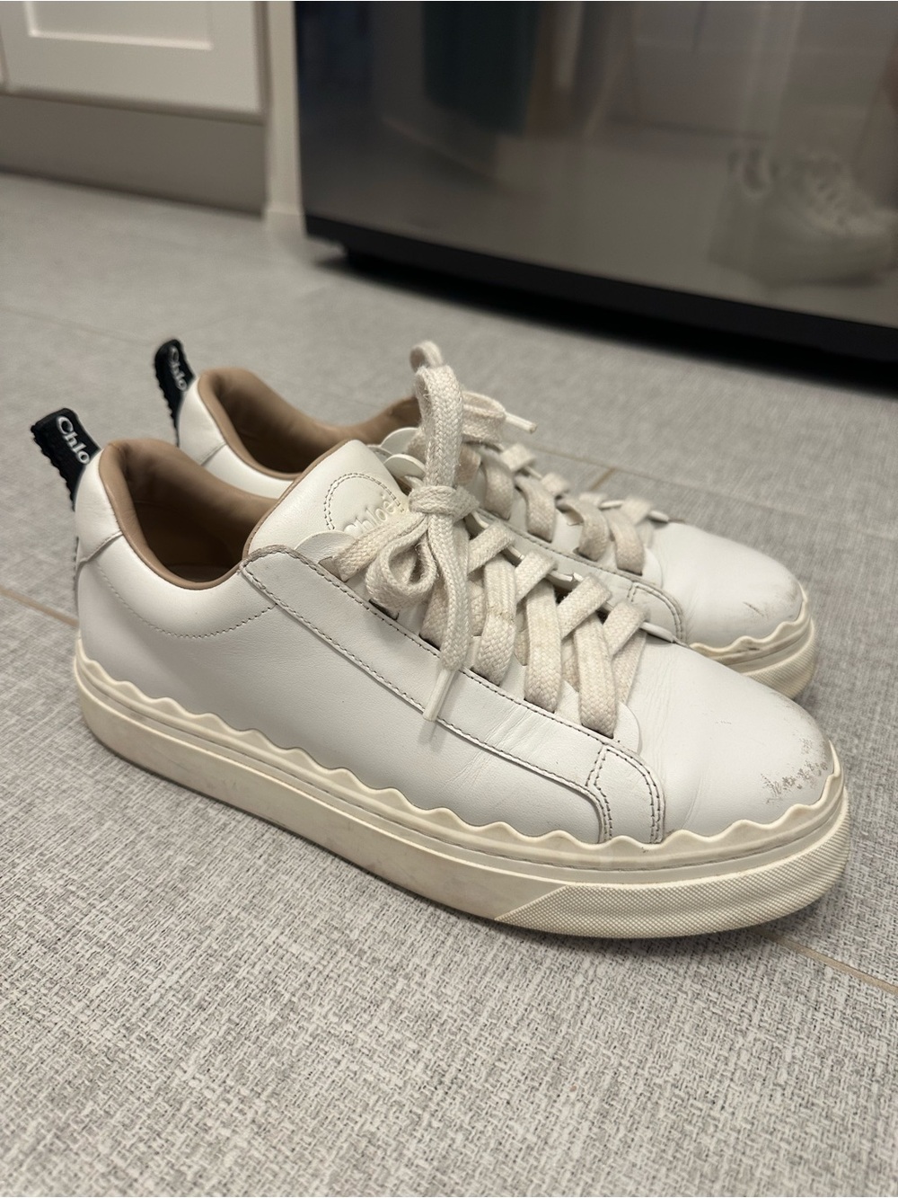 Chloé White Lace-Up Sneakers